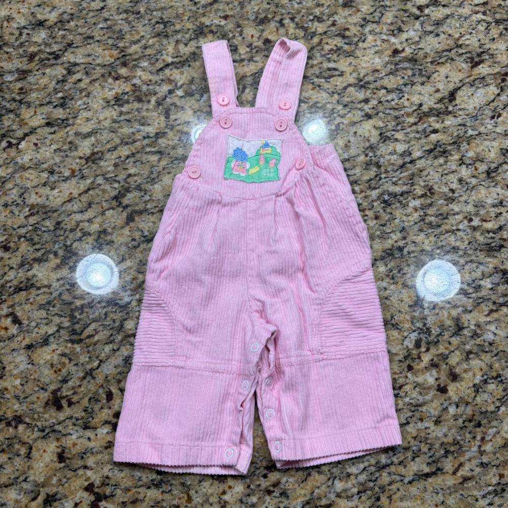 Little Miracles Vintage Pink Corduroy Overalls Embroidered Patch 3/6 Months v